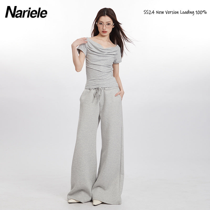 Nariele Sexy Pleated Slim Short Tee