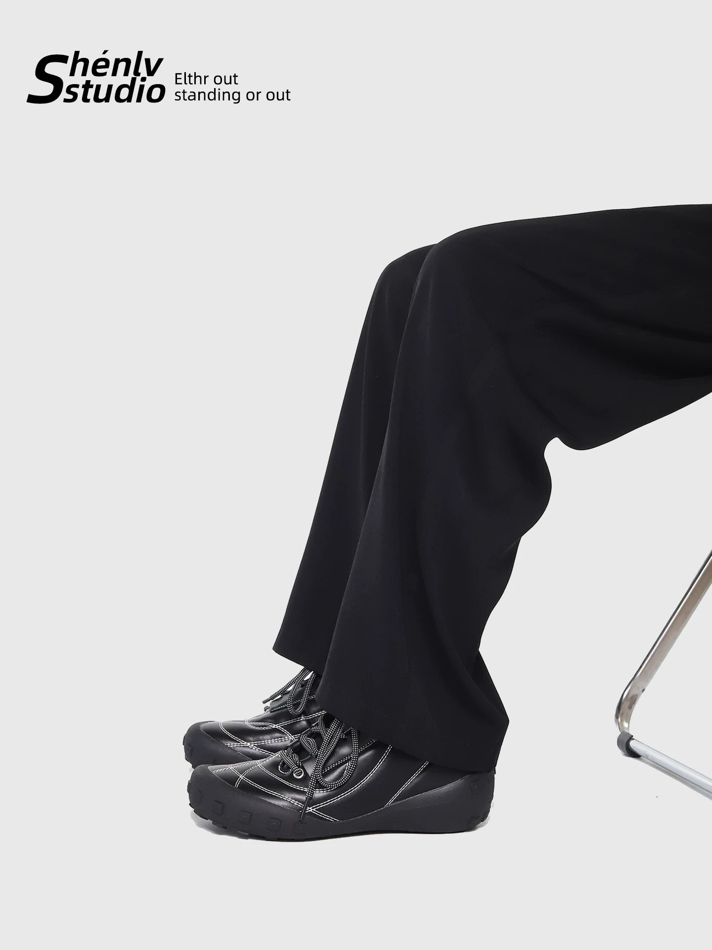 SHENLV STUDIO Insert Color Streamline Side Open Strap Sports and Leisure Shoes