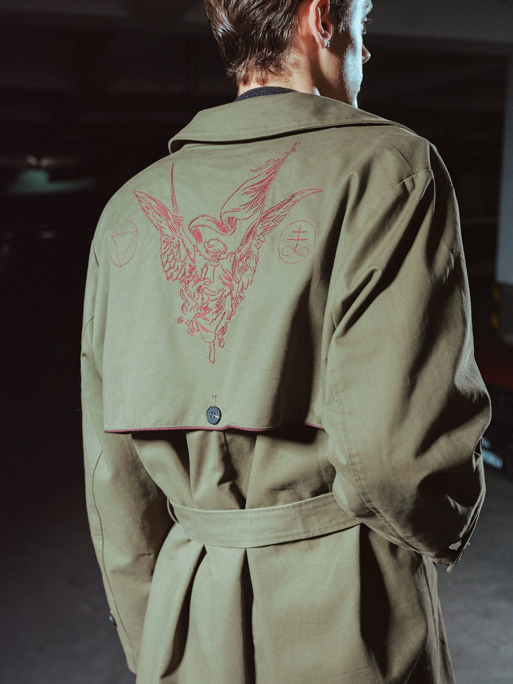 RICHILL Single-breasted Lapel Trench Coat