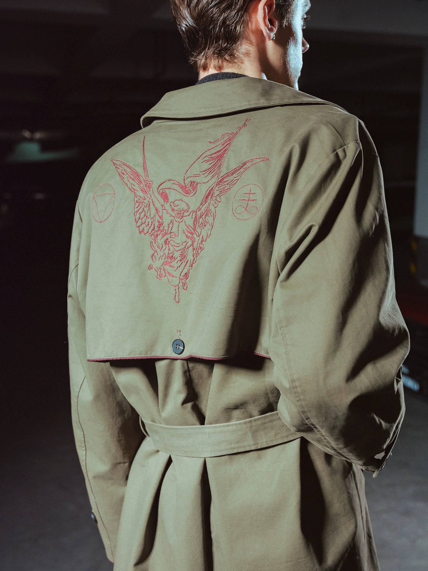 RICHILL Single-breasted Lapel Trench Coat