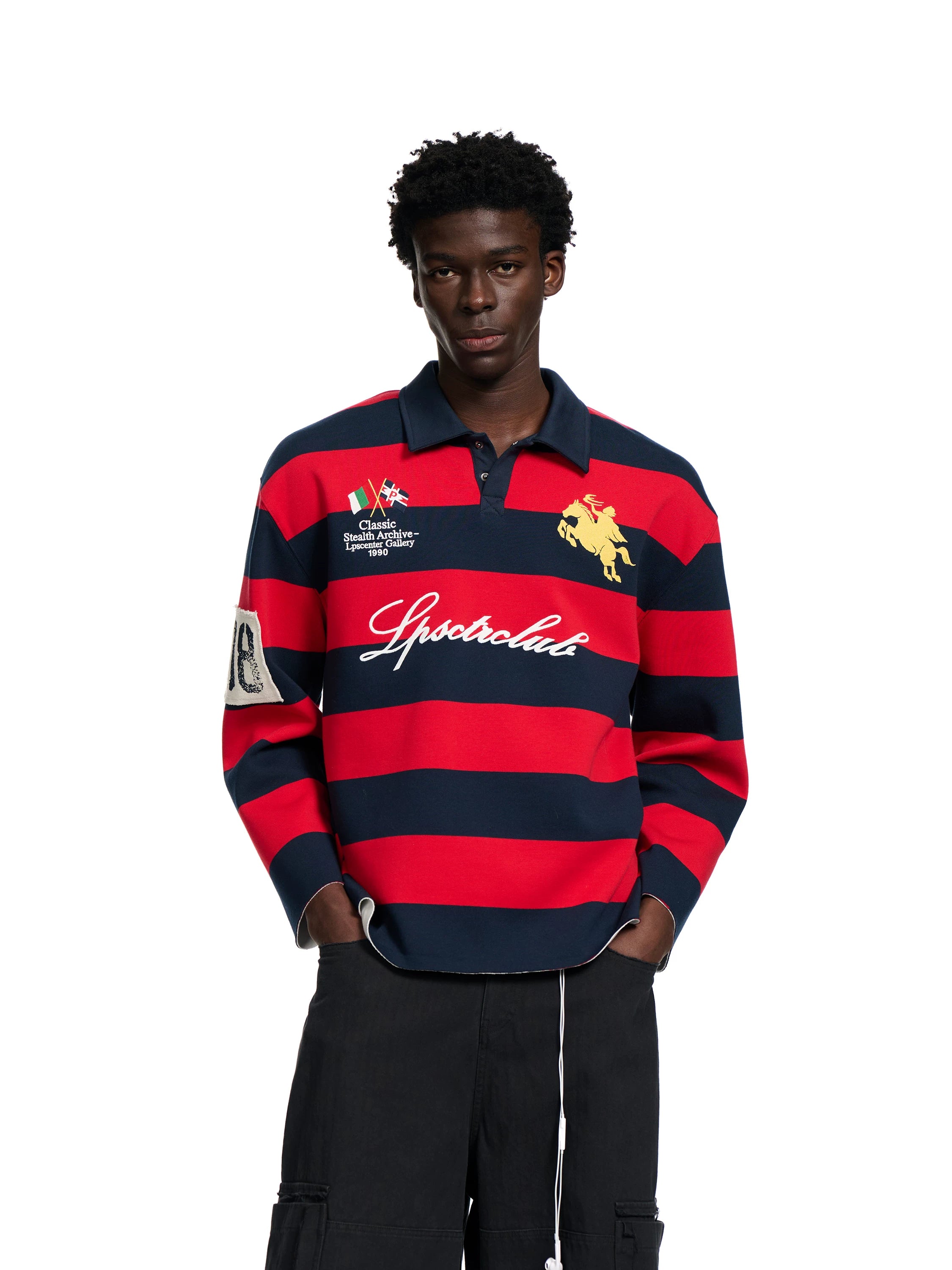 Loopsoon Vintage Striped POLO Neck Sweater Couple