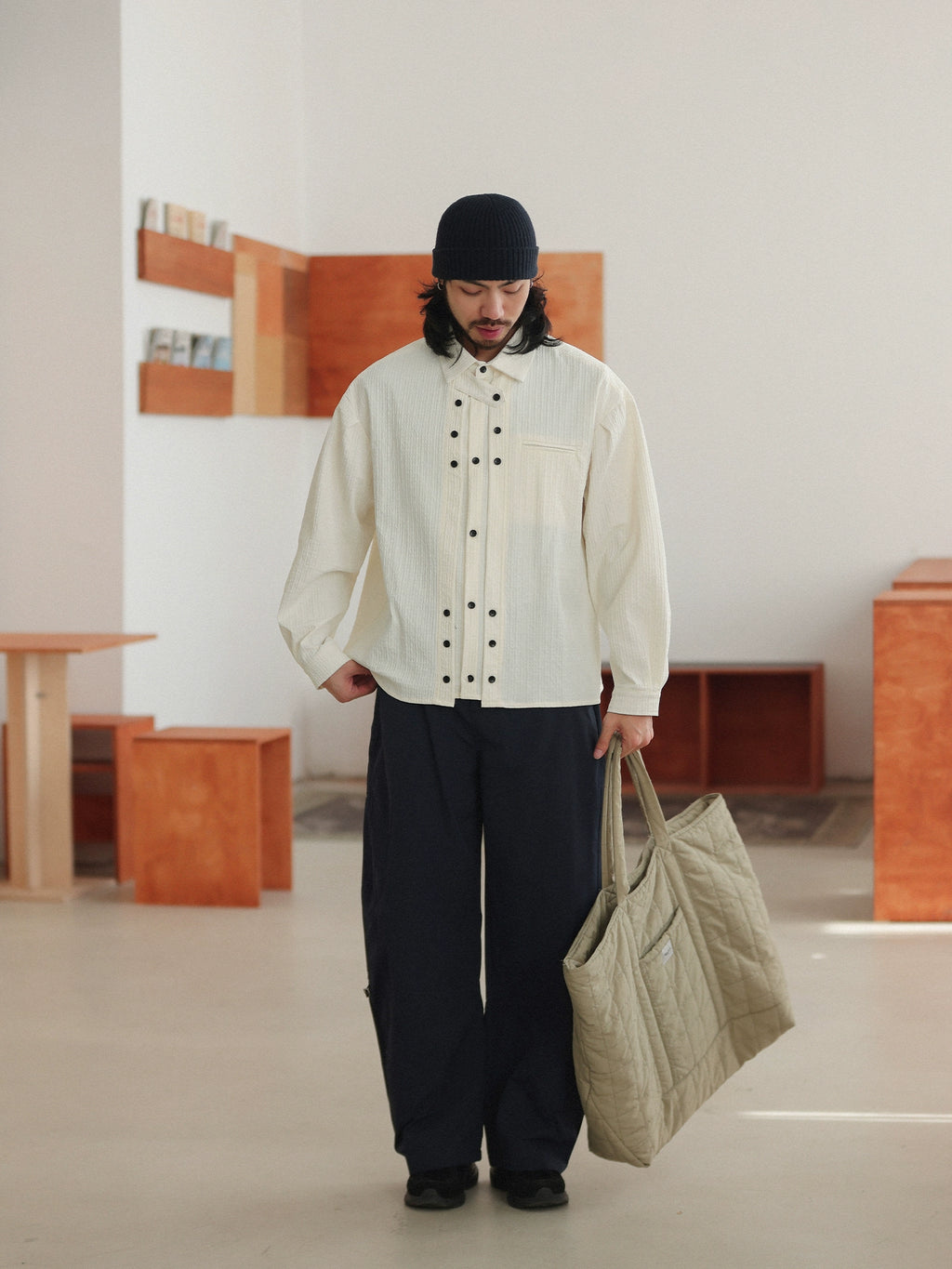 NOEARS Japanese Retro Loose Square Collar Shirt