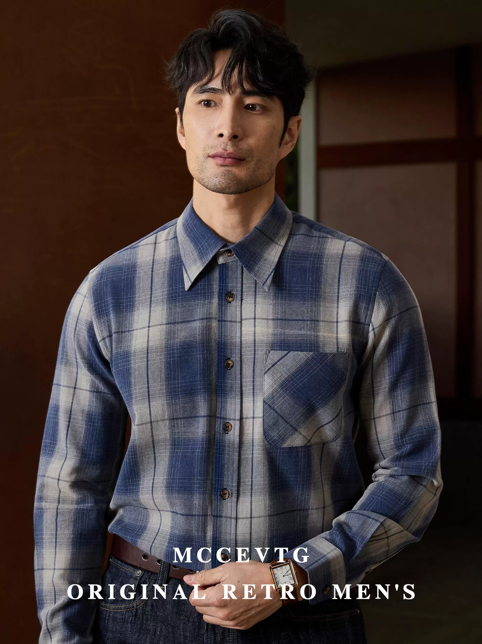 MCCEVTG Vintage Plaid Thickened Shirt
