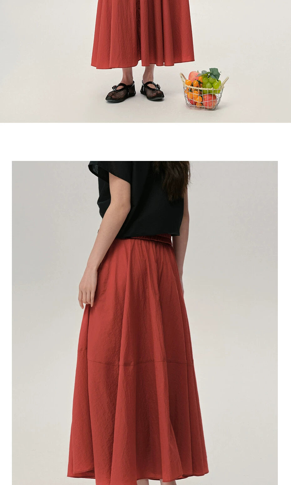 Giordano Semi-elastic Long Skirt A-shaped Umbrella Skirt