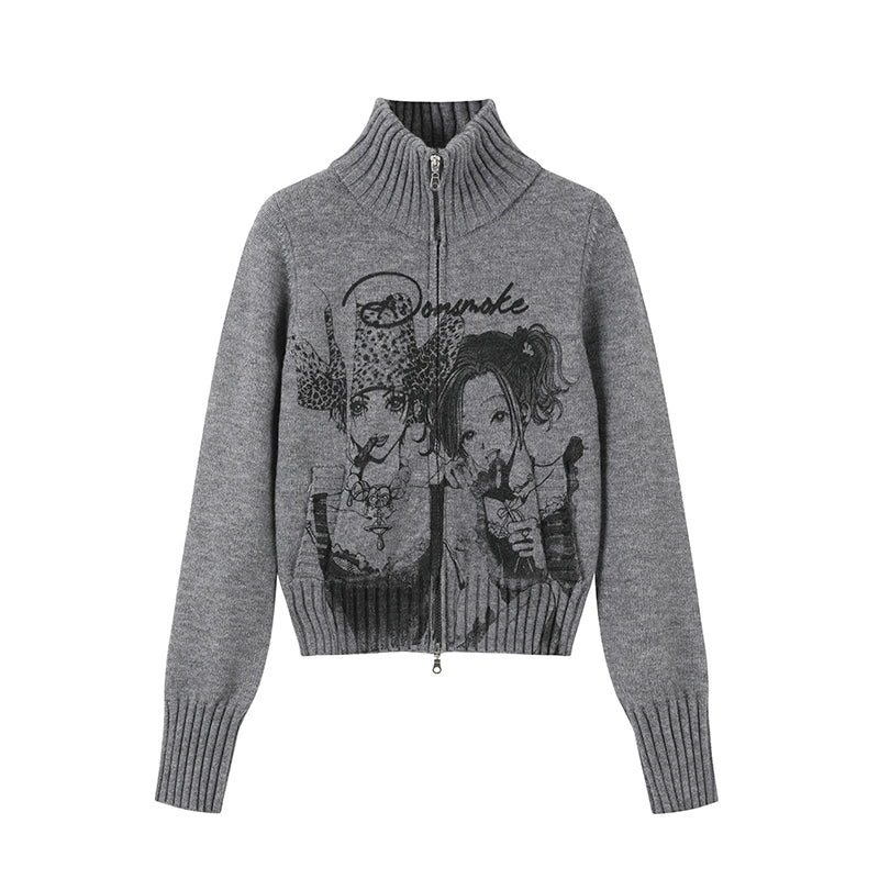 DONSMOKE Stand-up Neck Knitted Cardigan