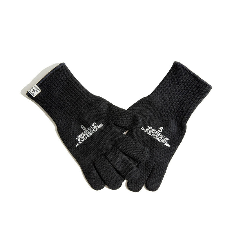 Maden Vintage Knitted Printed Full Finger Gloves