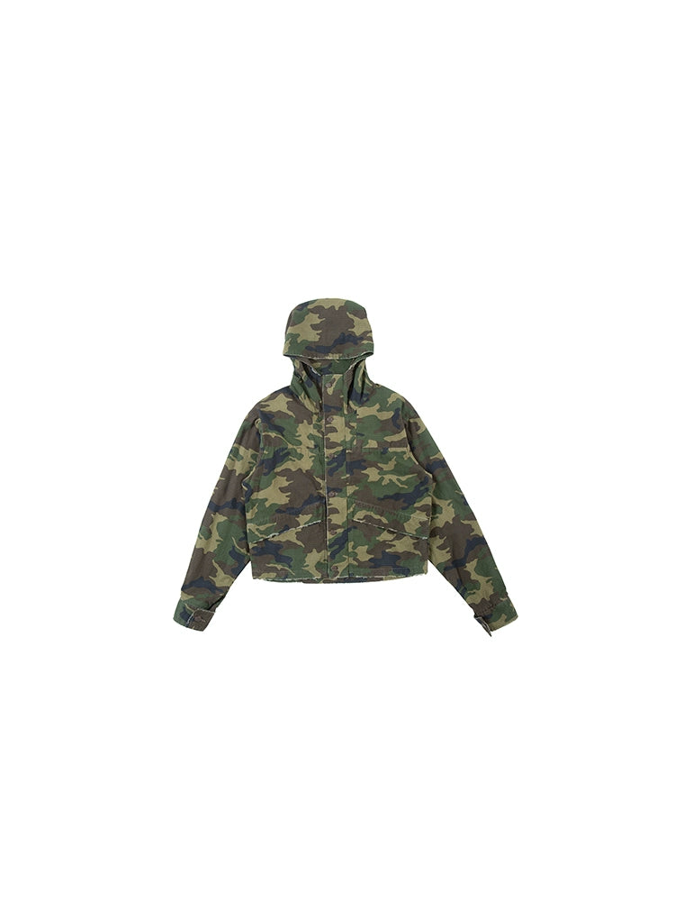 PLUS NO LOGO Washed Old Camouflage Jacket Zipper Jacket