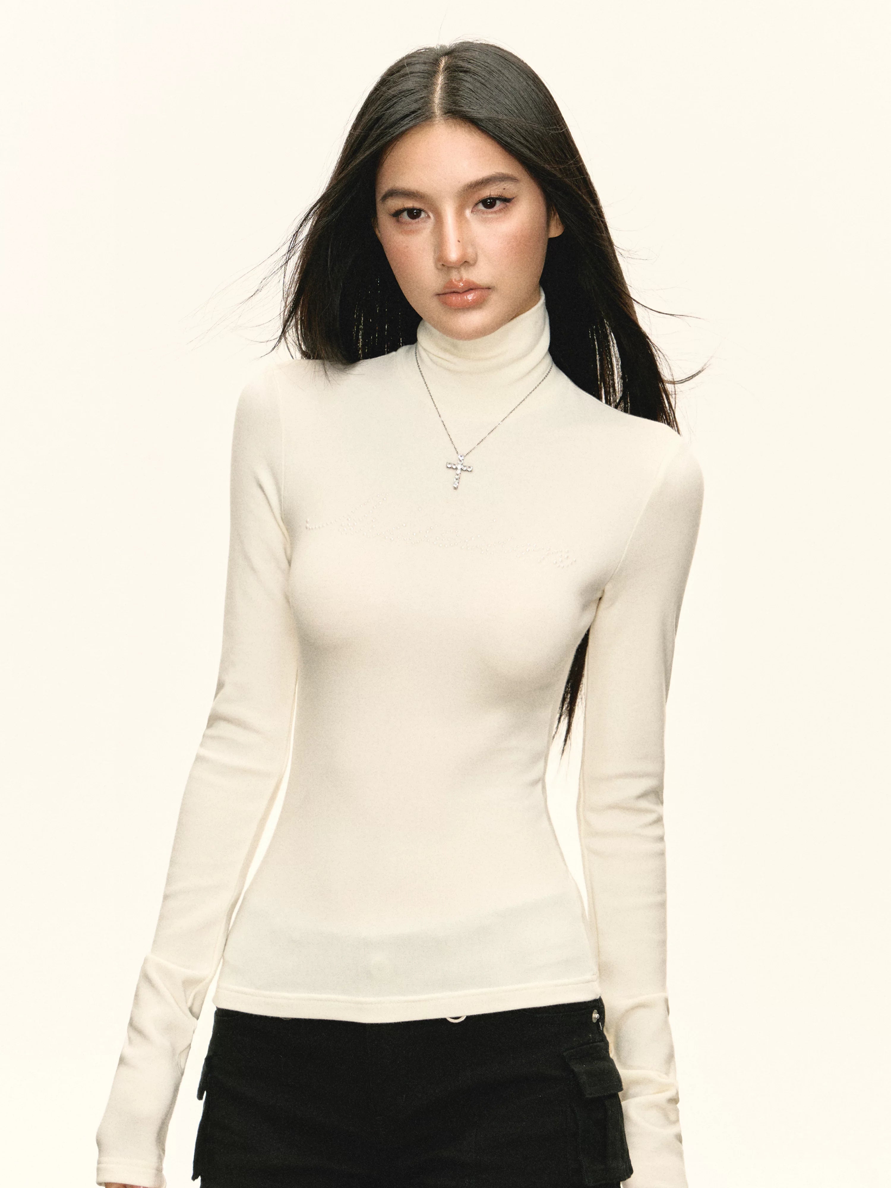 Ariseism Vintage Slim Fit Half Turtleneck Hot Diamond Long Sleeves