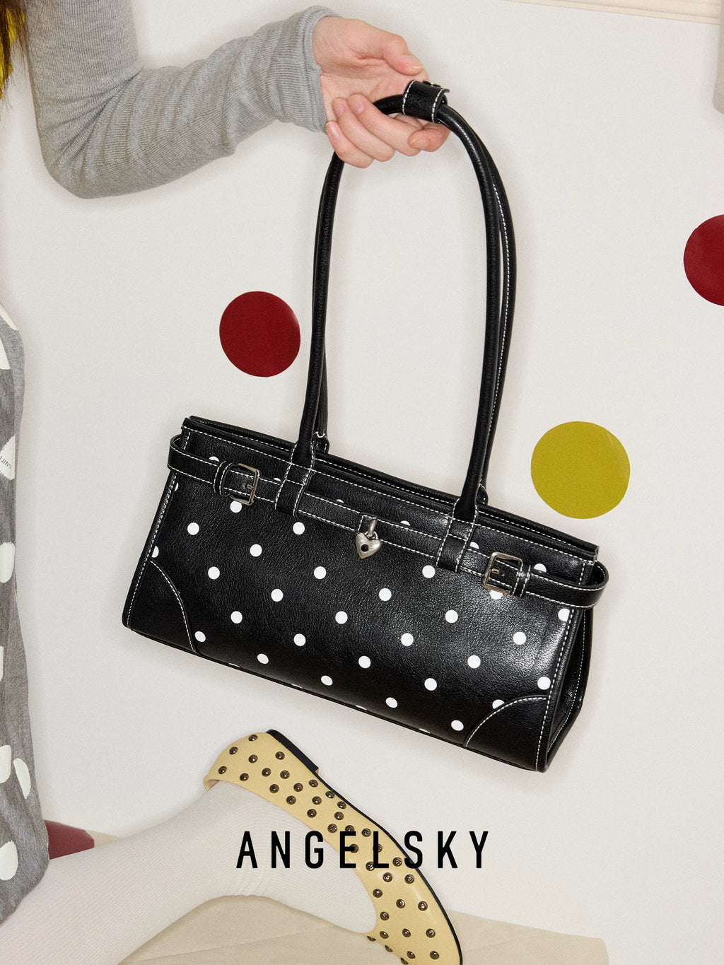 ANGELSKY Polka Dot Shoulder Armpit Bag