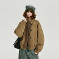 Girlyhalo Vintage Lamb Feather Patchwork Jacket