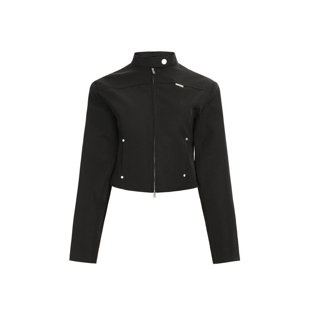 CHANYOOU Vintage Front Shoulder Skinny Stand-Up Jacket