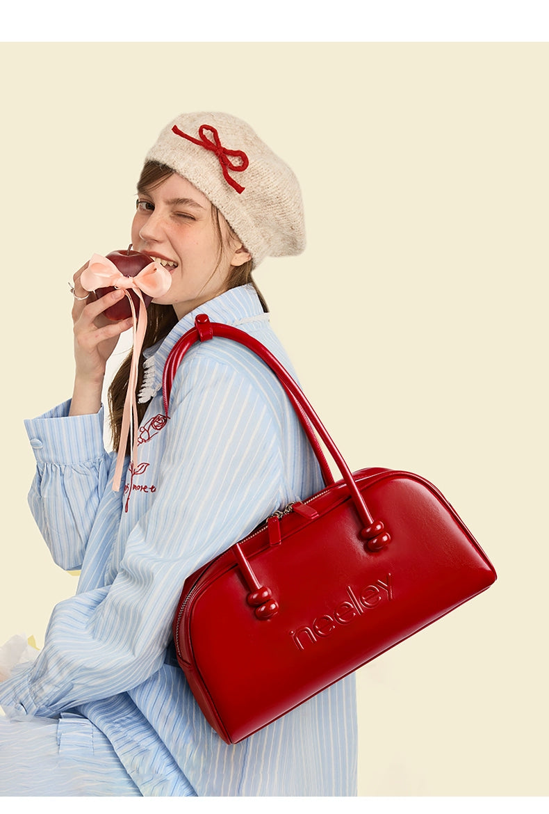 Neeley Leather Boston Bag Underarm Bag Large Capacity