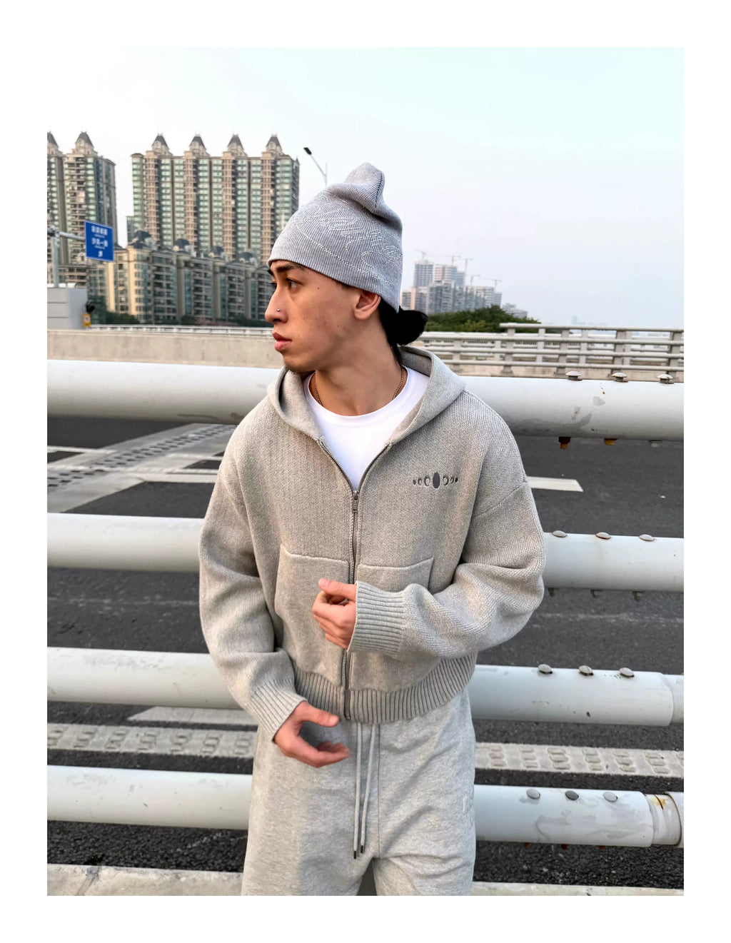 KARMANISTIC Vintage Cashmere Loose Hooded Knit Sweater Jacket
