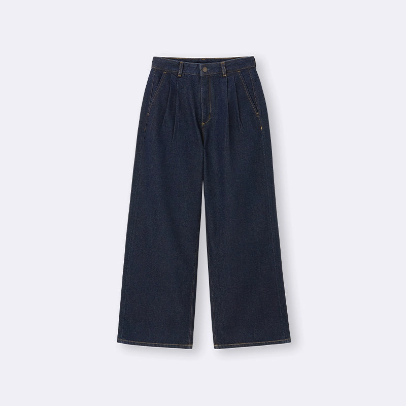 GU Pleated Loose Straight Jeans