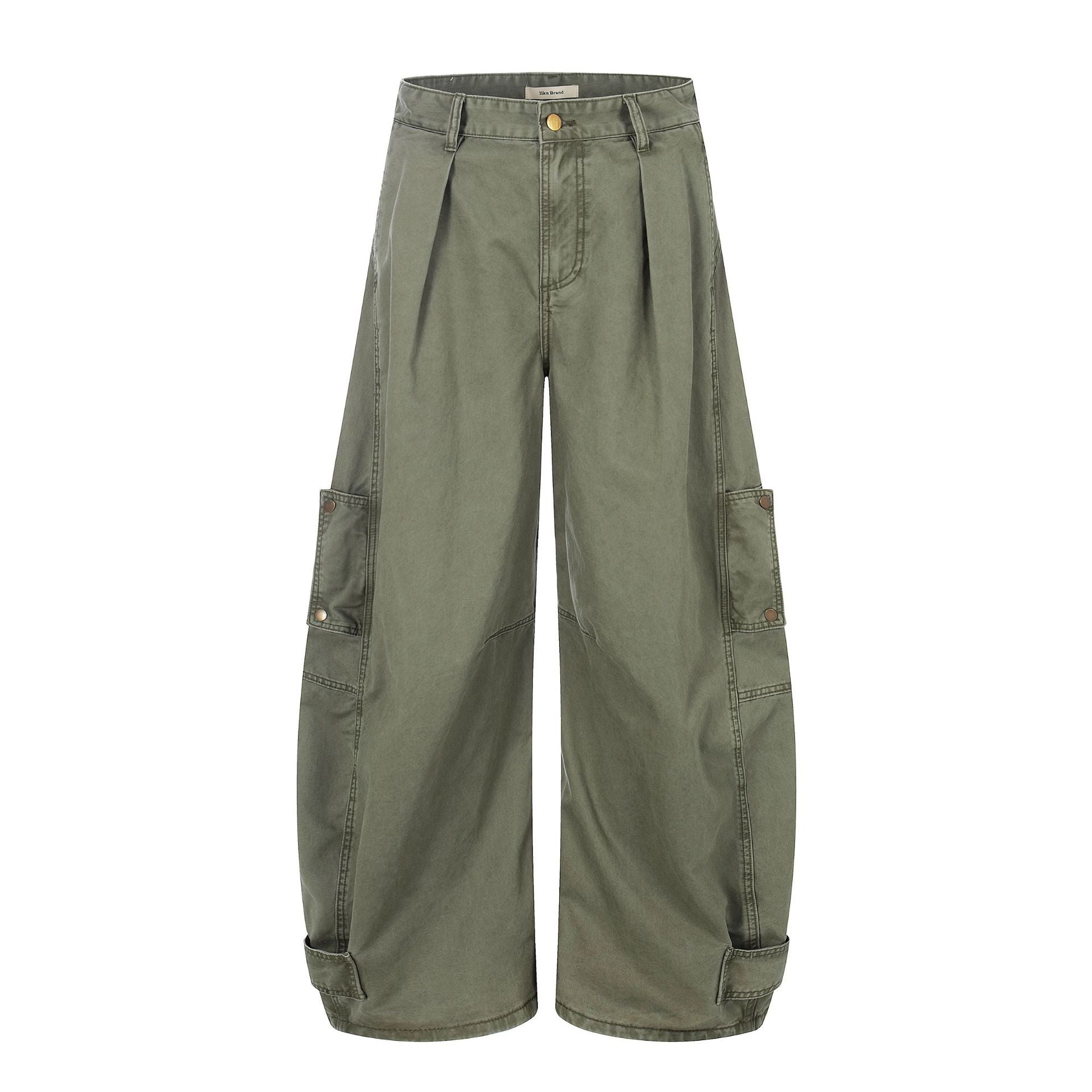 11KN Retro Multi-pocket Pleated Casual Overalls