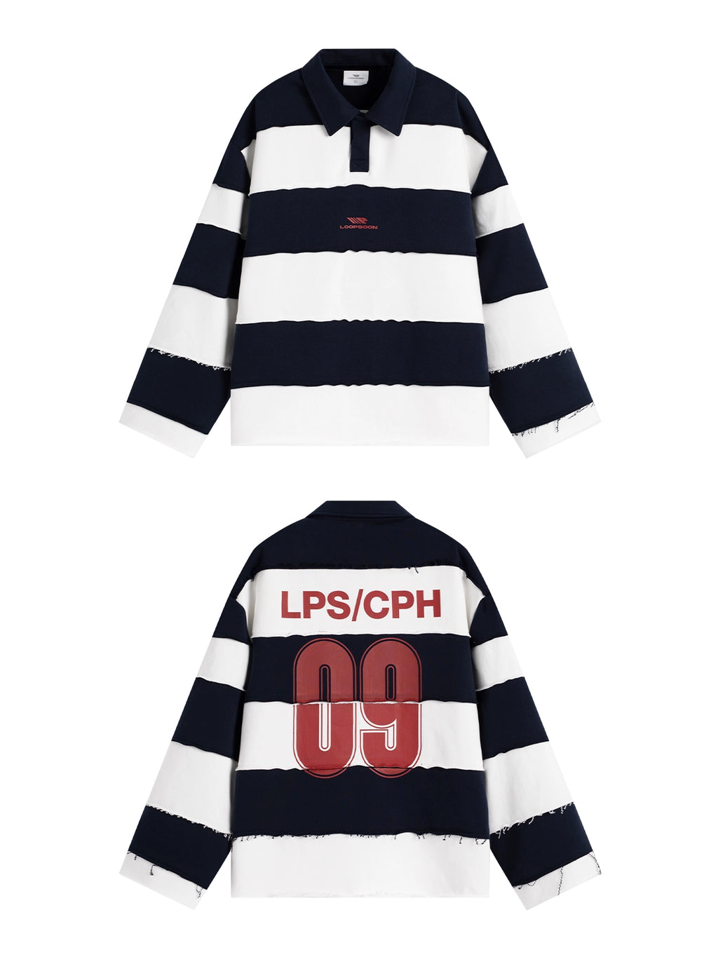 Loopsoon Two-tone Stitching Creative Polo Sweater