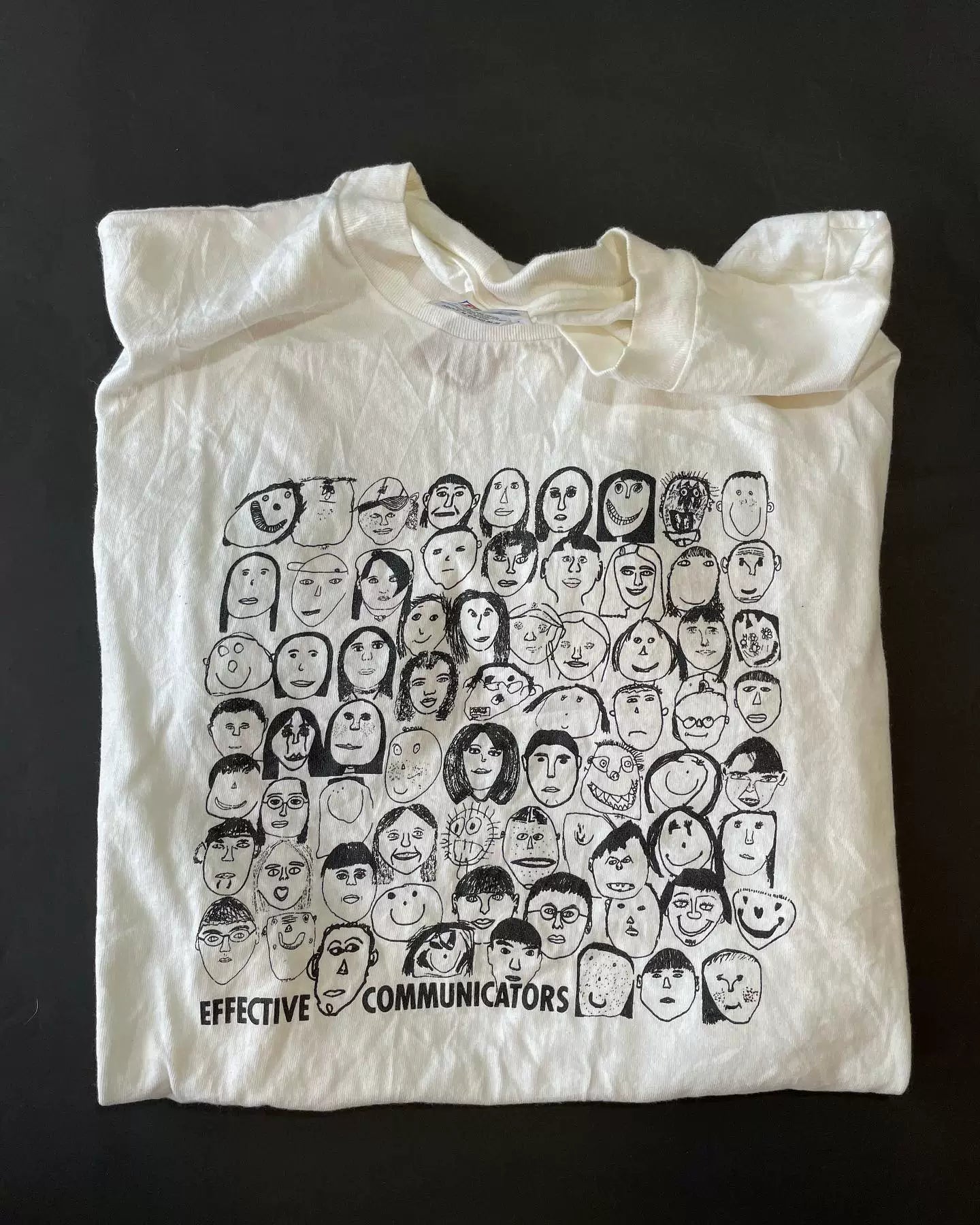 Wang Youbing Retro Hand-painted Fun Face Group Portrait Tee