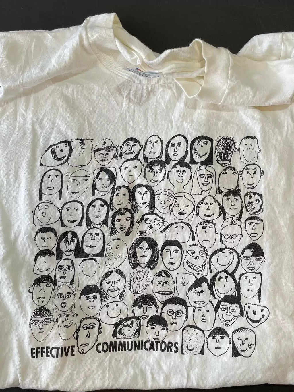 Wang Youbing Retro Hand-painted Fun Face Group Portrait Tee