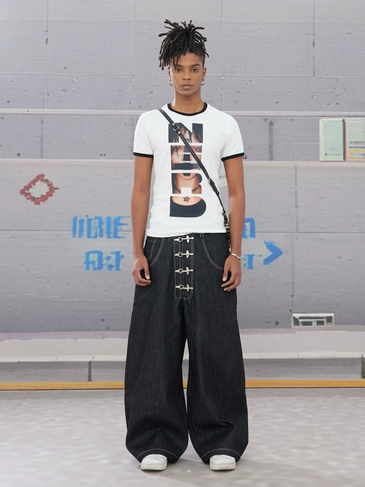 DND4DES Punk Portrait Alphabet Print Slim Tee