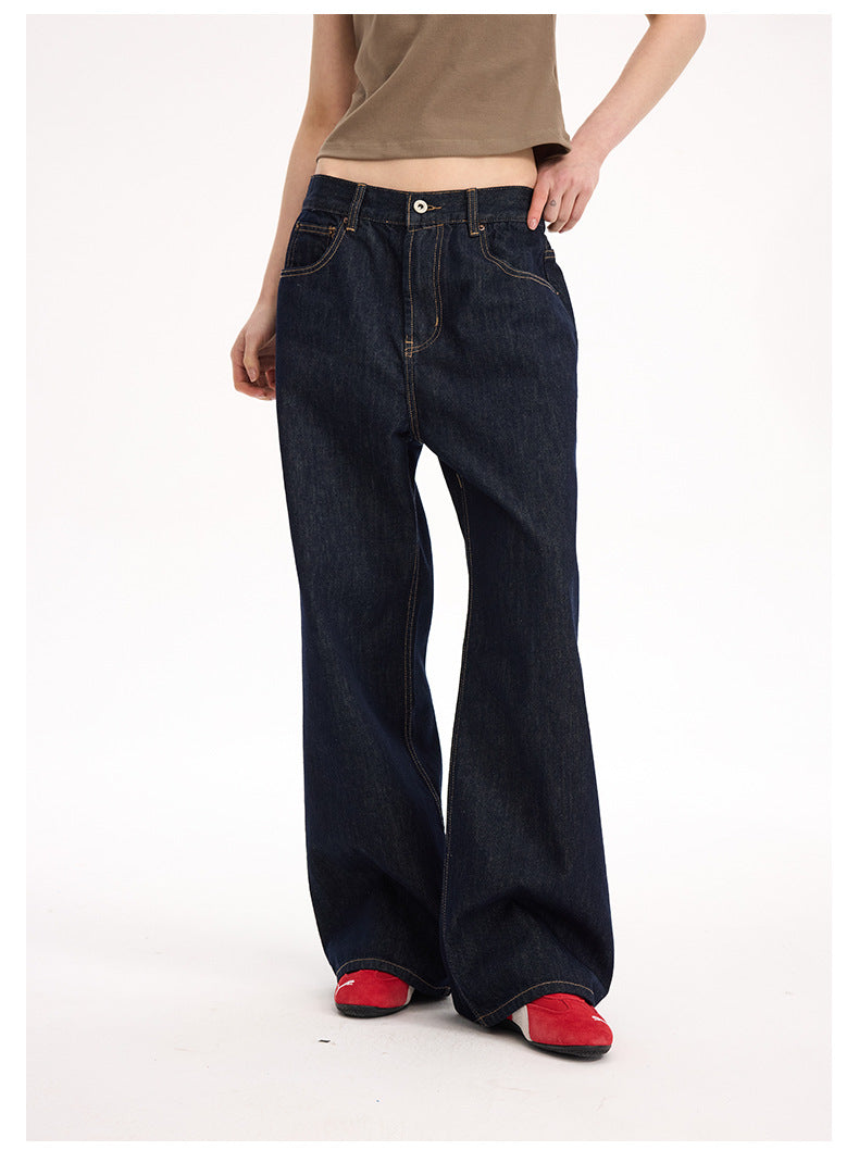 UNF 130z Dark Blue Raw Cow RAW Denim Loose Straight Jeans