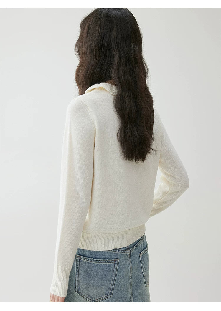 VOOE Lace Round Neck Hollow Long Sleeve