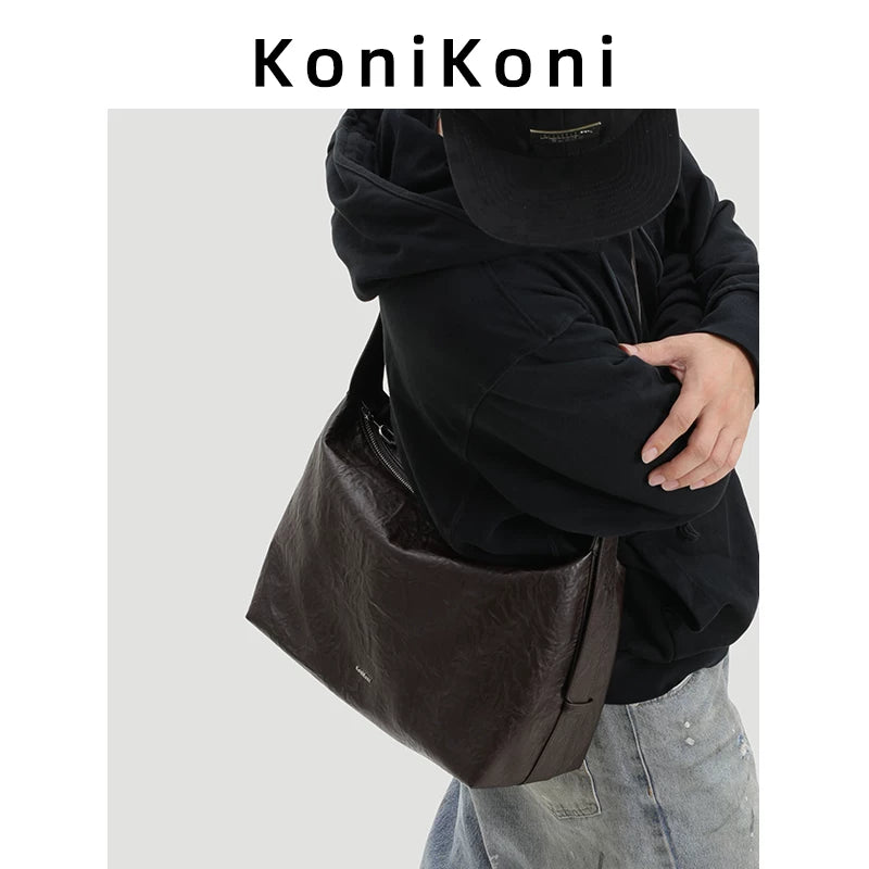 KoniKoni Leather Crossbody Tote Bag