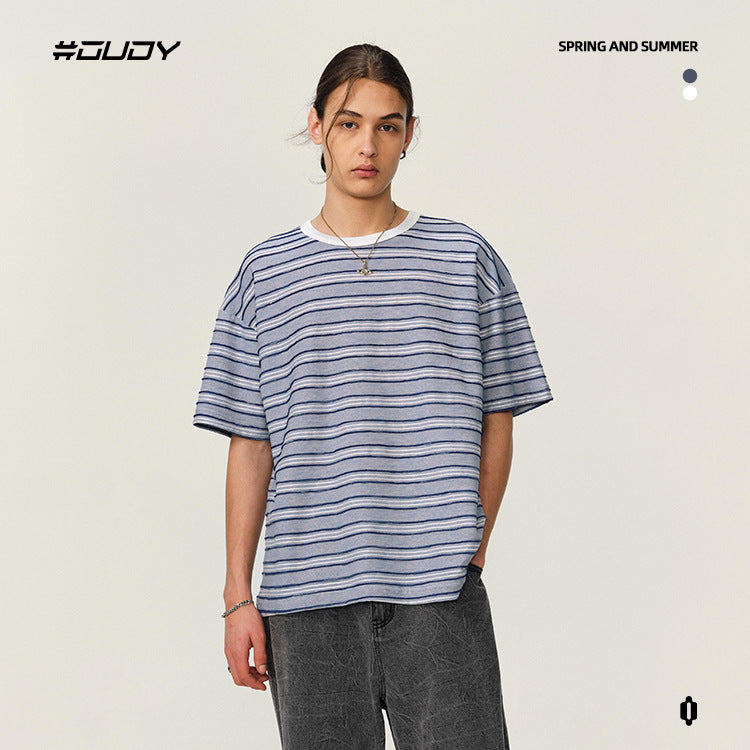 OVDY Contrast Color Loose Striped Tee