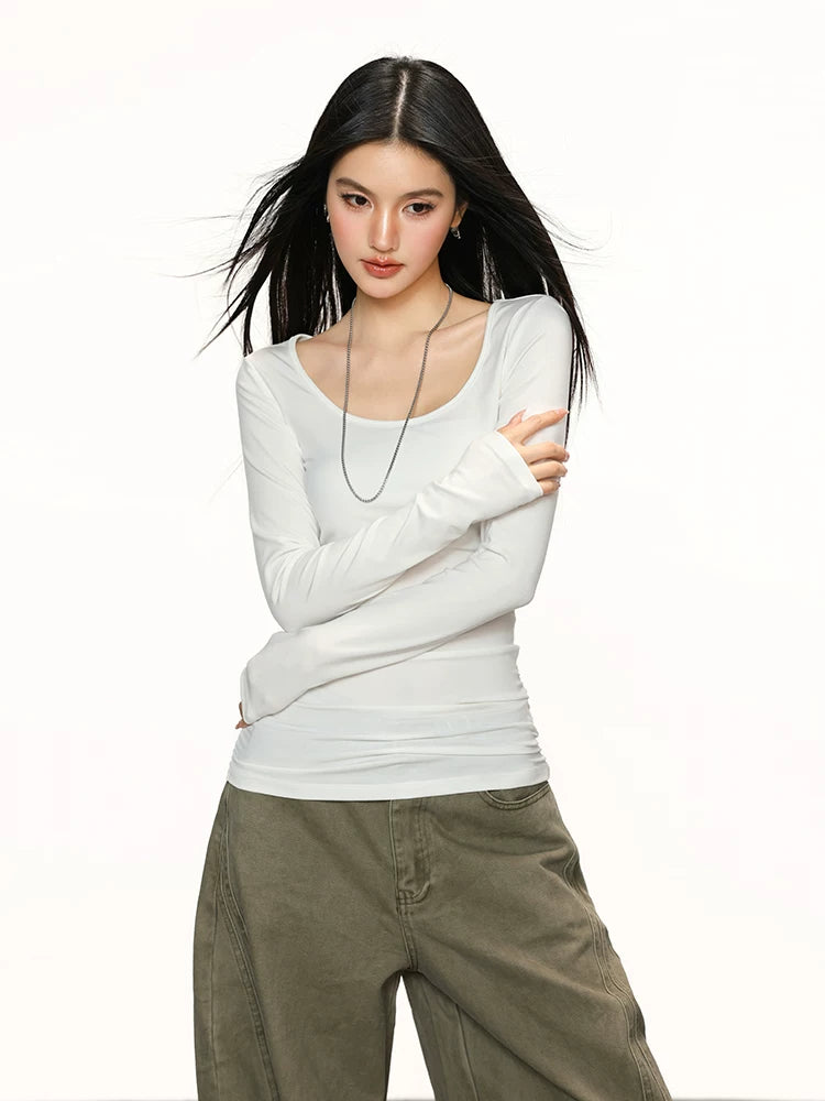 Cherry Melody Retro U-neck Waist Bottom Long Sleeve
