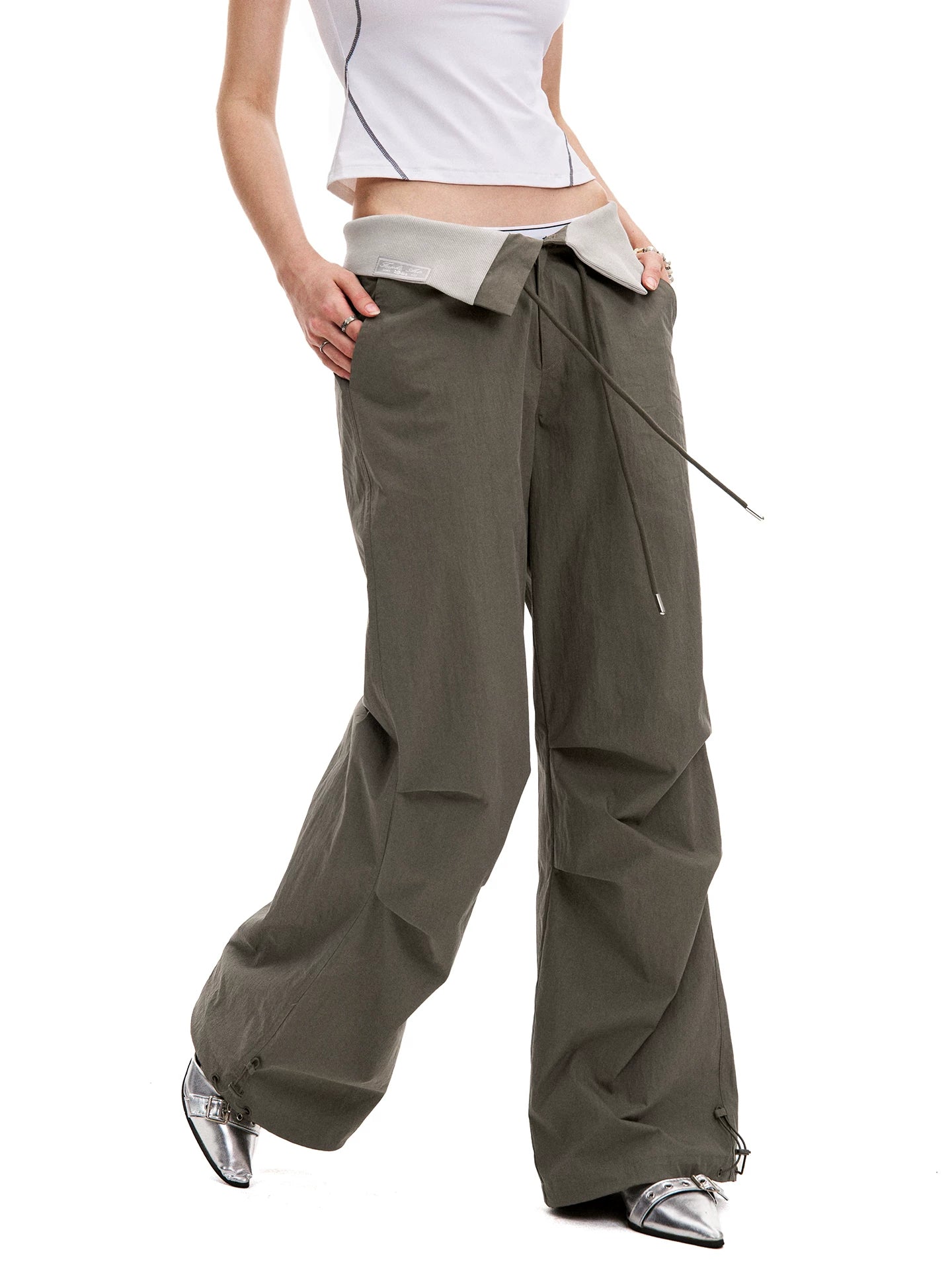 0123Start Vintage Flanged Drawstring Loose Overalls