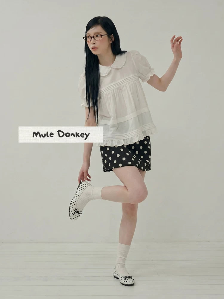 Donkey Shallow Mouth Polka Dot Inner Height Increasing Single Shoes