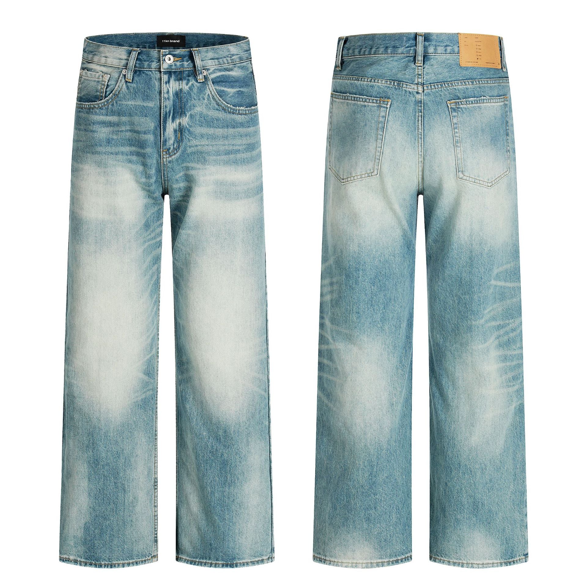 11KN Loose Wide Leg Casual Straight Jeans