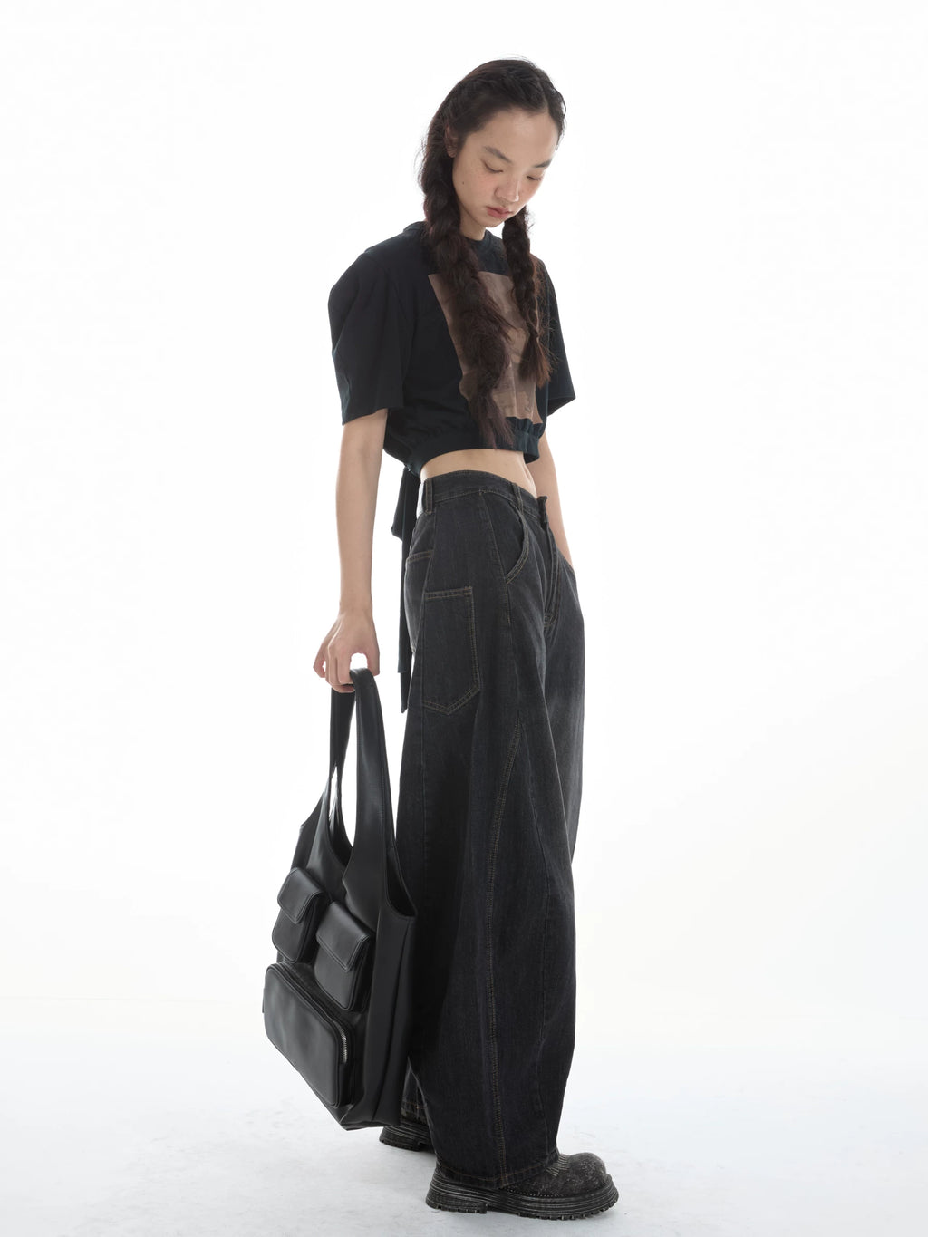 DirtySix Multi-pocket Heavy Industry Cowhide Shoulder Bag