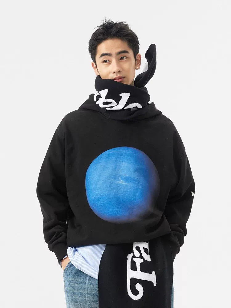 FMACM Vintage Neptune Print Hooded Sweater