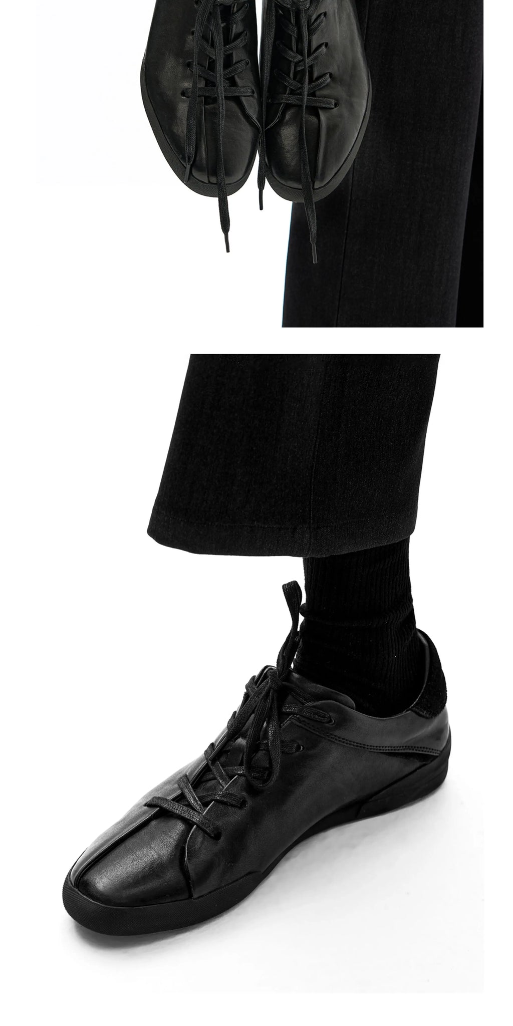 Slight Vogue Pleated Cut Flat Casual Leather Shoes