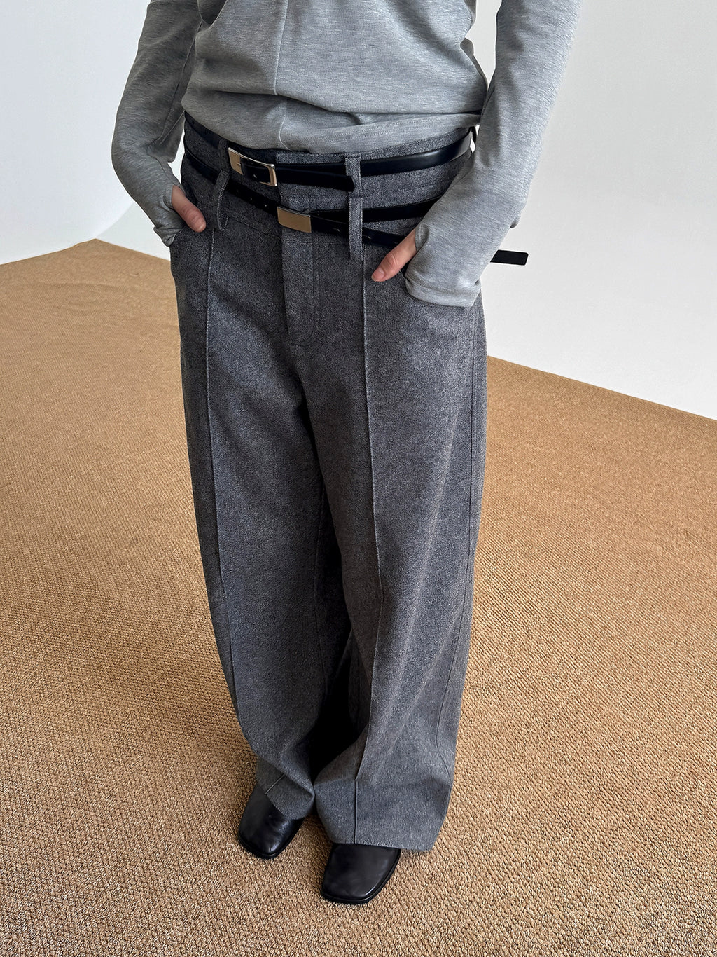 COLN Double-waist Woolen Trousers