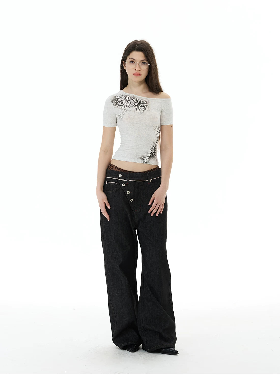 WLNEXT Vintage Niche Wide Leg Jeans
