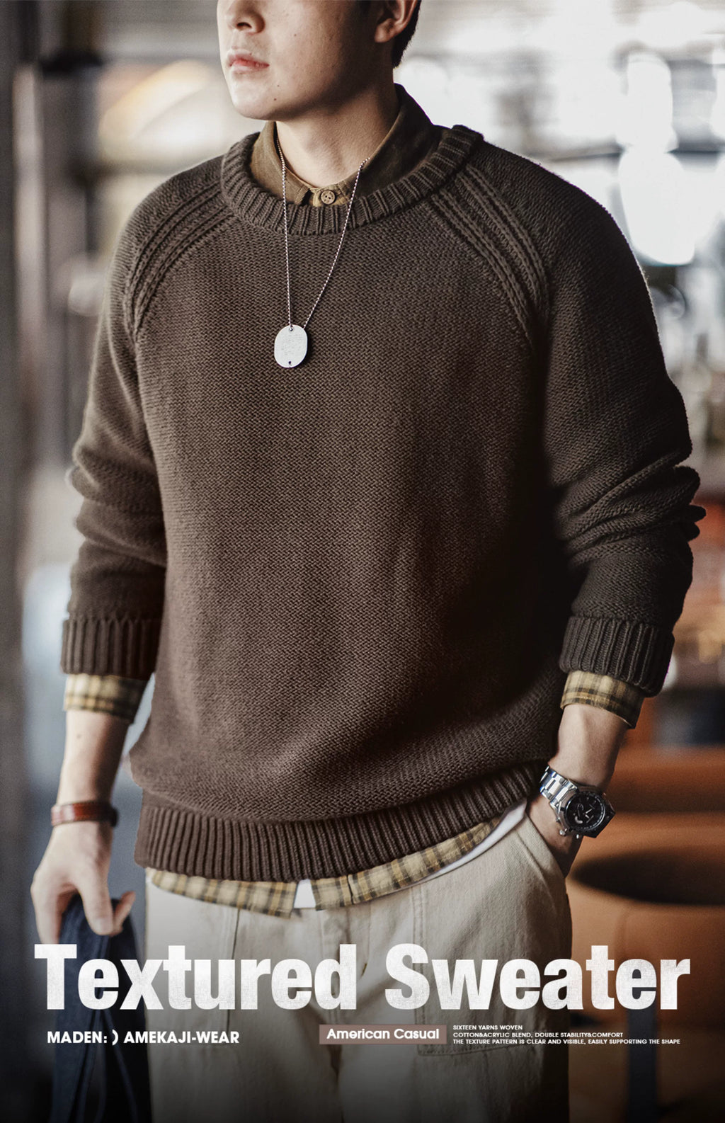 Madden Retro Heavy Crew Neck Knitted Sweater