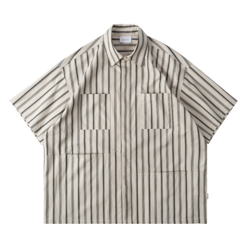 NUMBERSALT Striped Vintage Casual Loose Shirt
