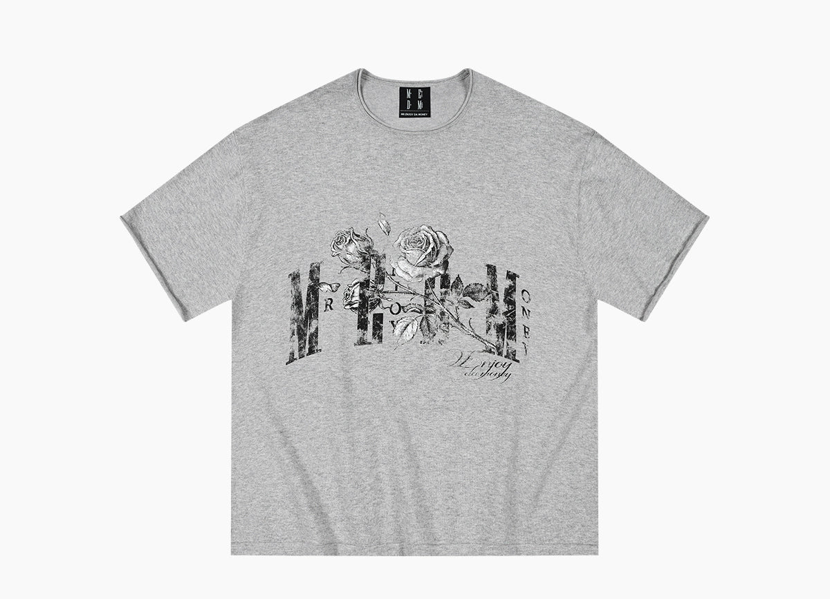 MEDM Rose Knitted Casual Crew Neck Tee
