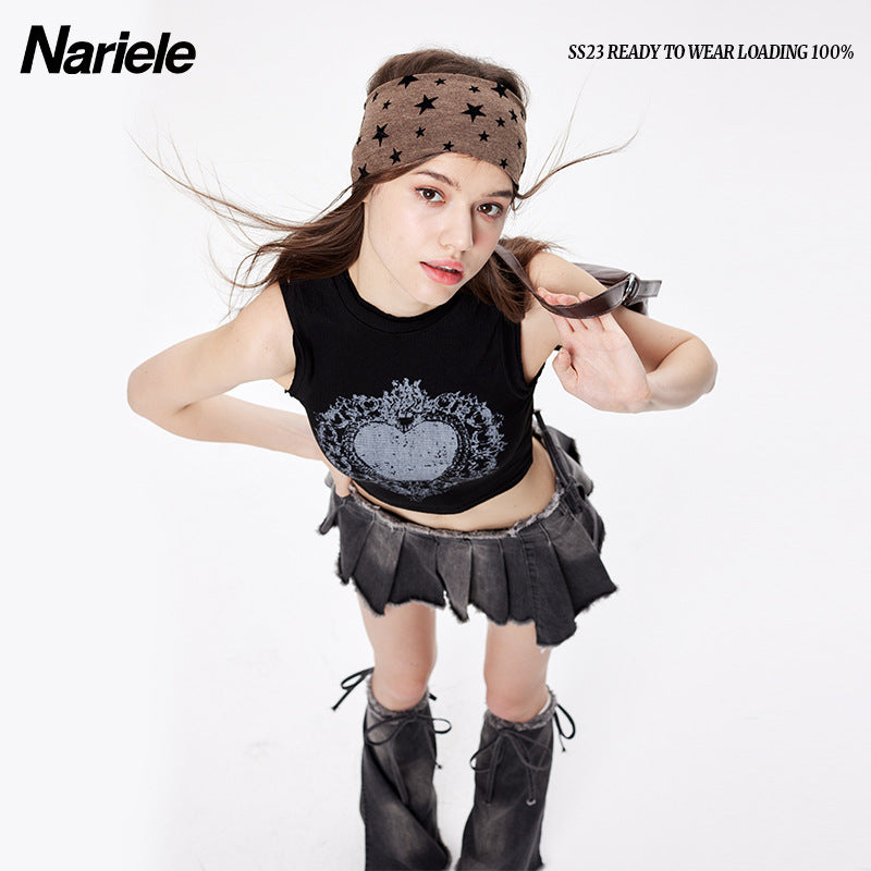 Nariele Vintage Design Love Printed Vest