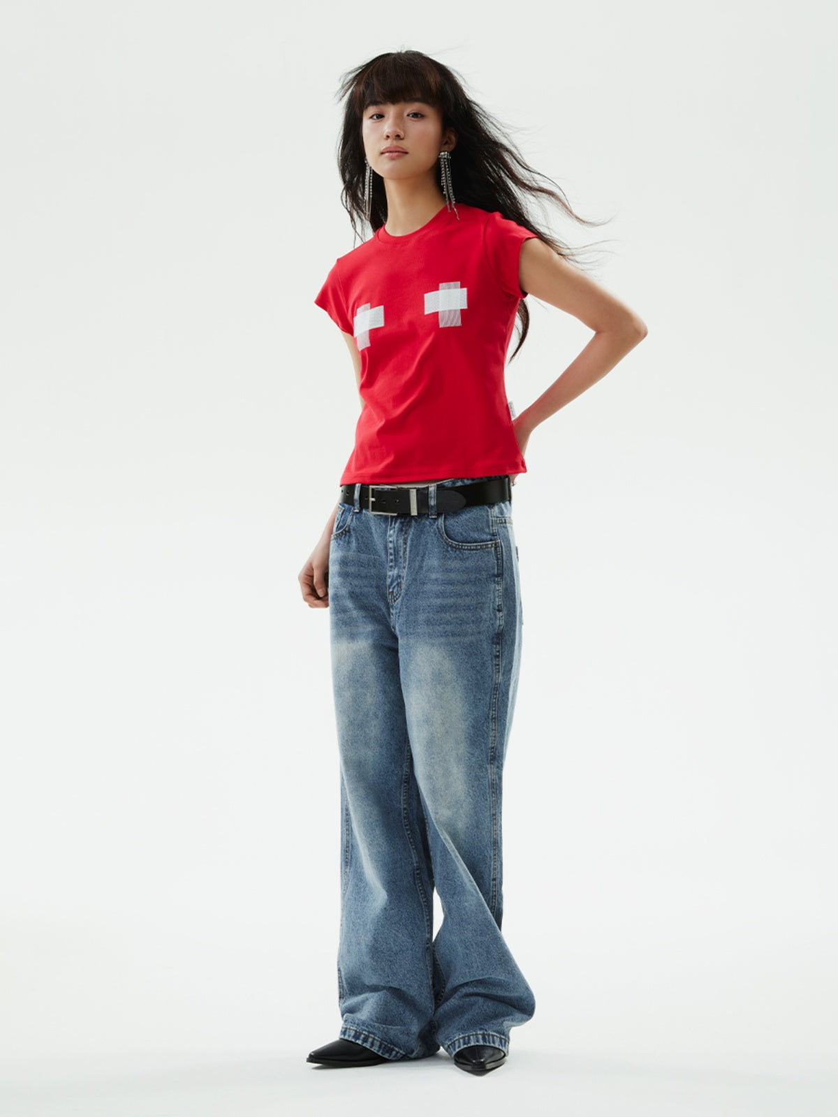 FUNKYFUN Spray Ma Liu Straight Versatile Jeans