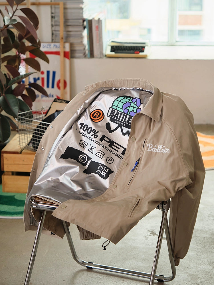 Battles Embroidered Windproof Lock Warm Printed Jacket Casual Jacket