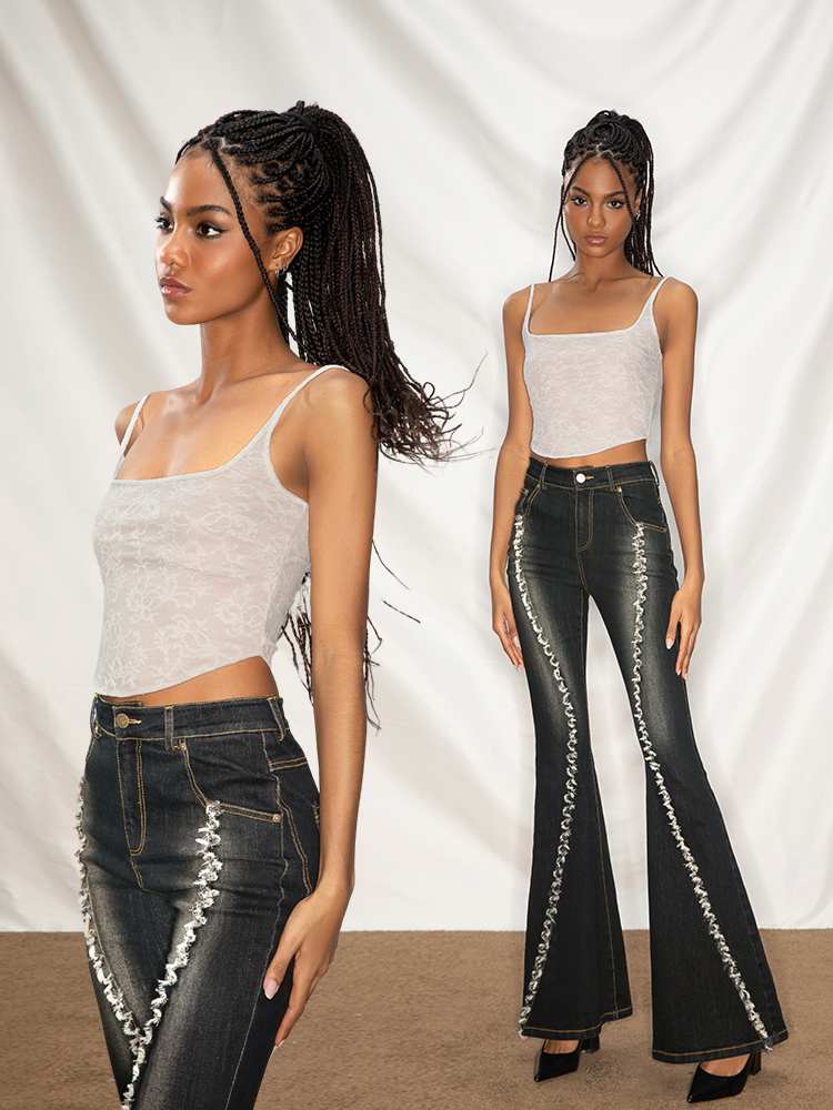 ABMY Vintage Spice Girl Lace Suspender Vest