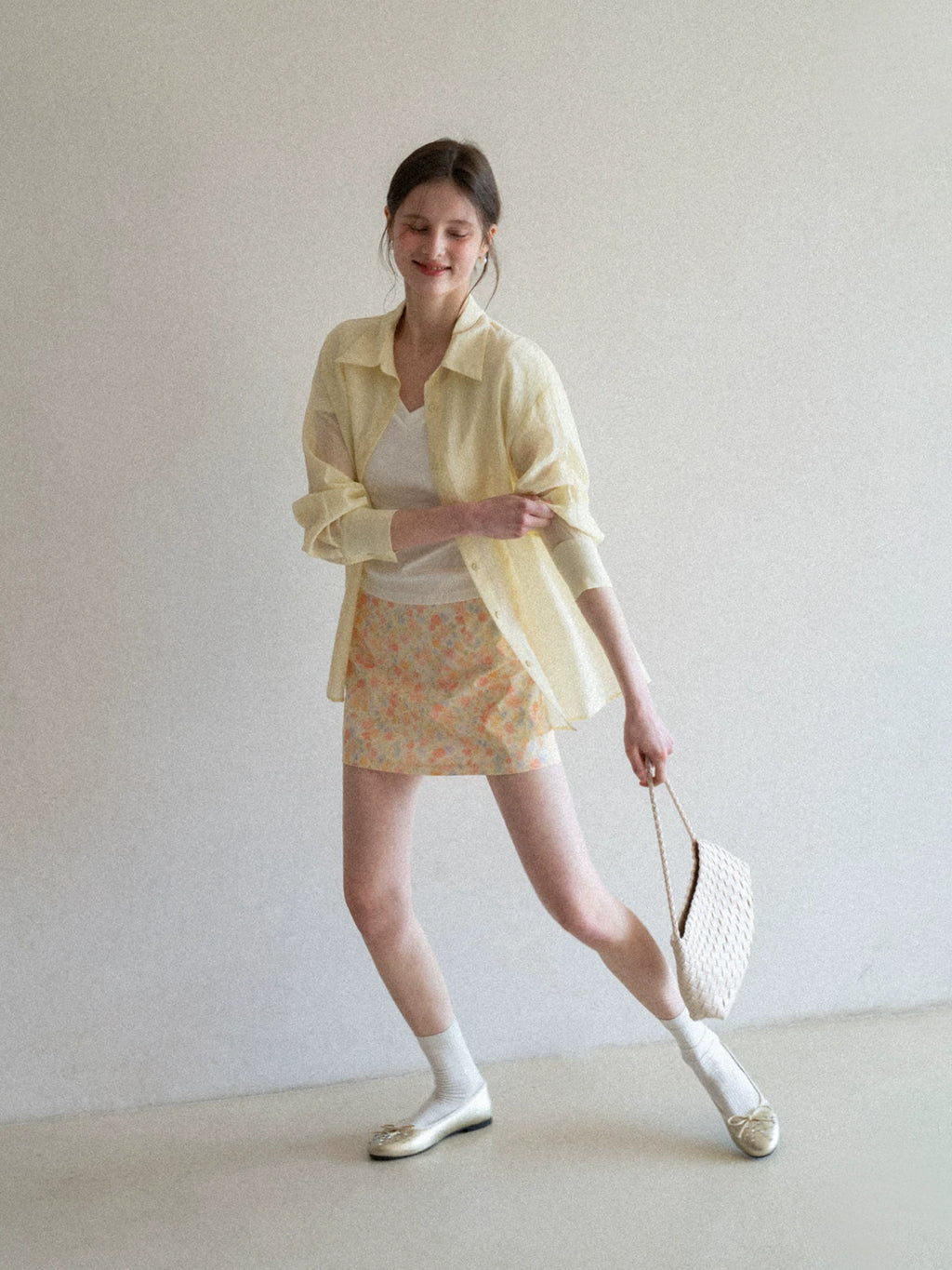 EGGKA Temperament High Waist A Word Floral Skirt