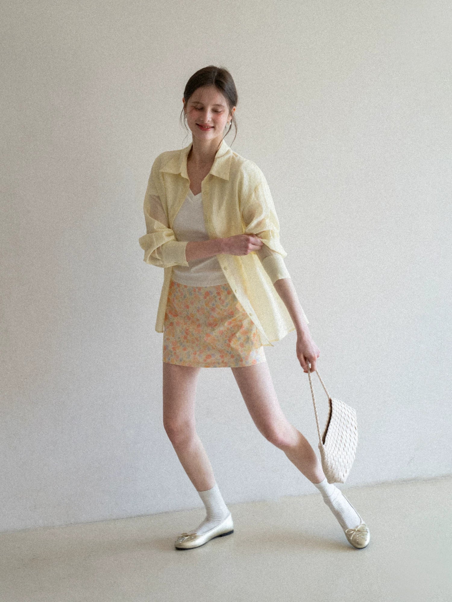 EGGKA Temperament High Waist A Word Floral Skirt