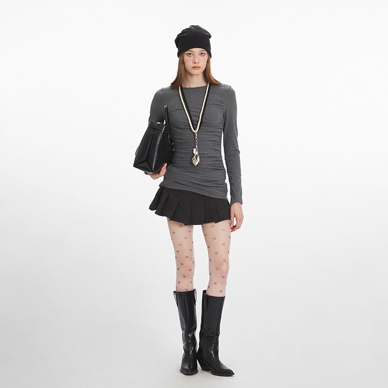 Nariele Pleated Slim Slim Long Sleeves