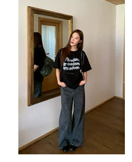 KANO Leopard Straight Wide Leg Jeans