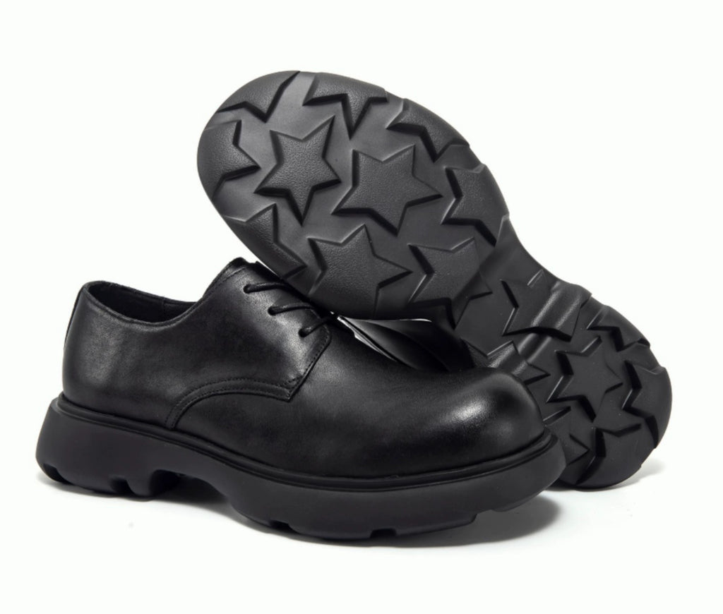 NO LOGO Round Head Mickey Derby Leather Shoes