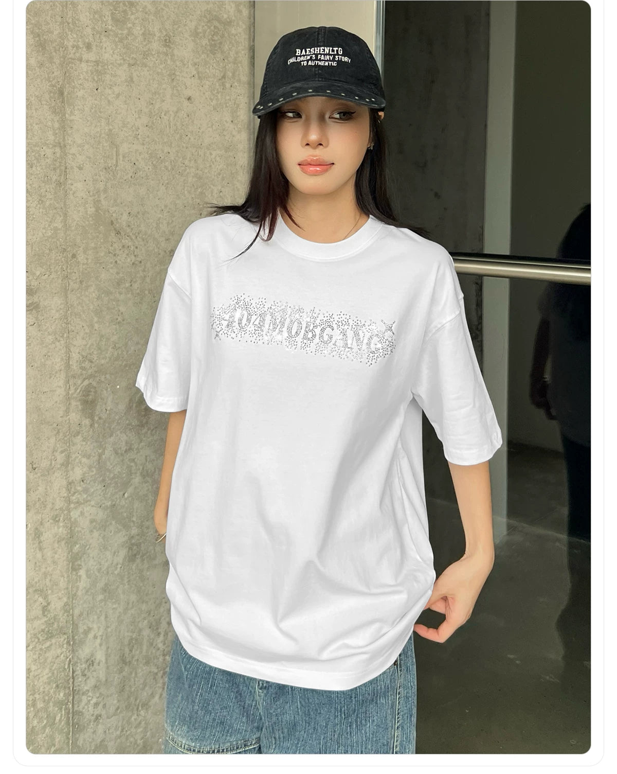 404MOB Full Diamond Hot Diamond Loose Versatile Tee