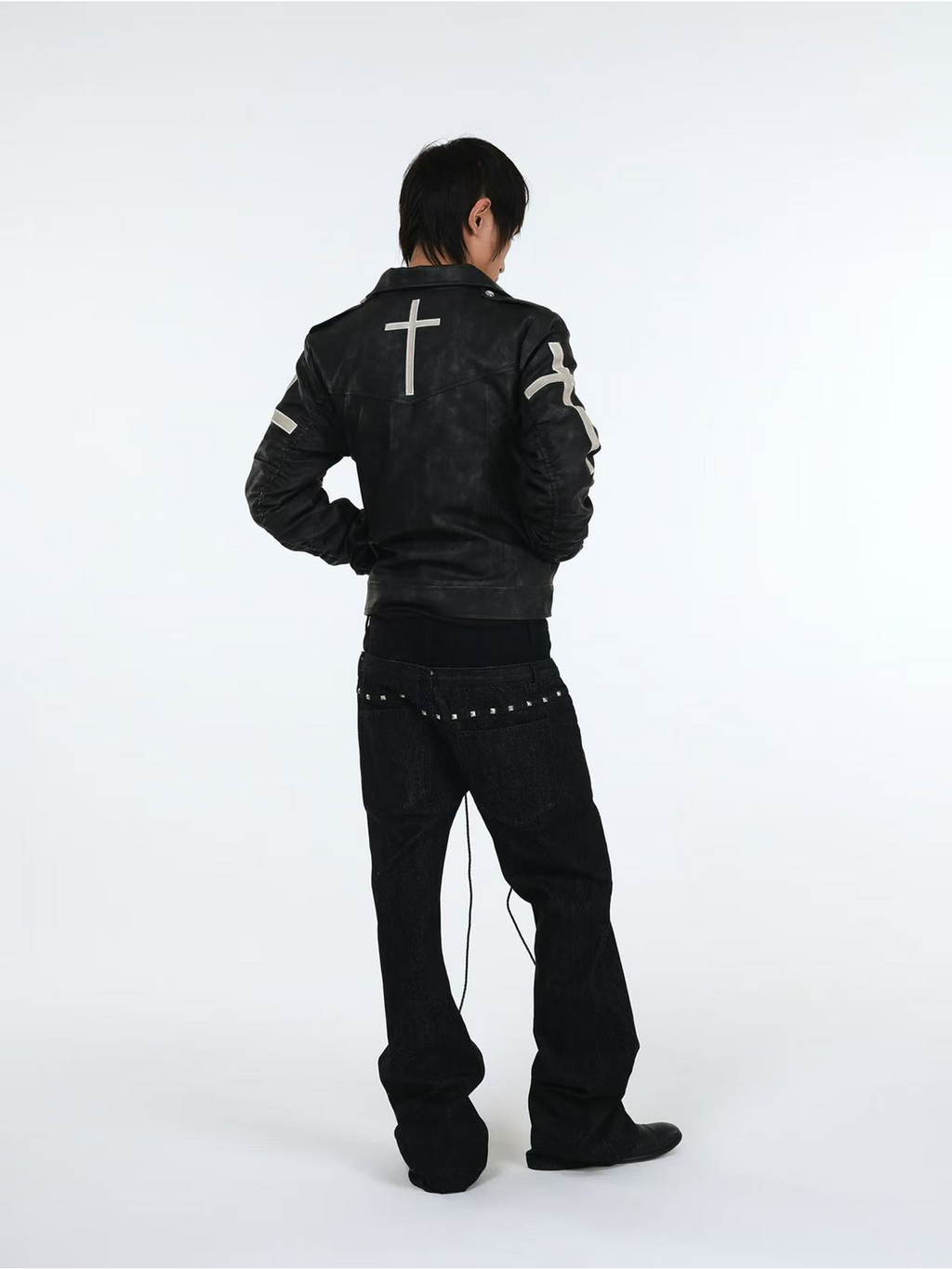 DETW Stacked Double Waist Strap Drawstring Jeans